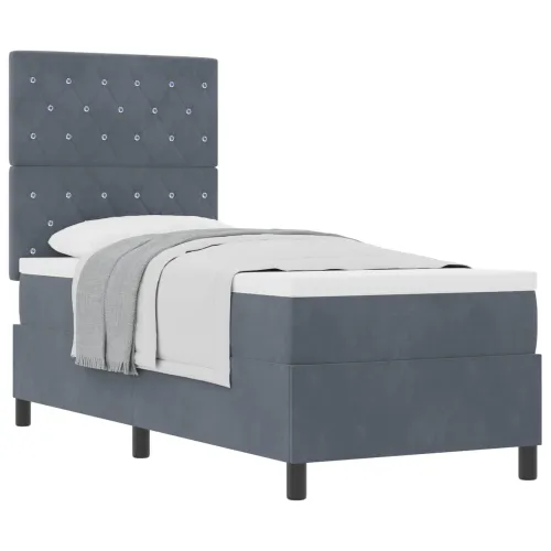 Box spring krevet s madracem Tamno siva 80 x 200 cm Baršun - Tamno siva 80 x 200 cm Kristal s dugmadima Cijena