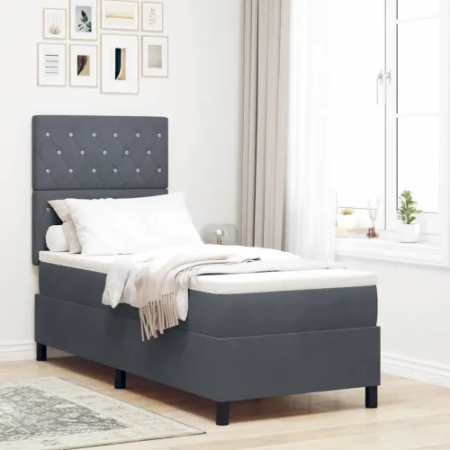 Box spring krevet s madracem Tamno siva 80 x 200 cm Baršun - Tamno siva 80 x 200 cm Kristal s dugmadima Cijena