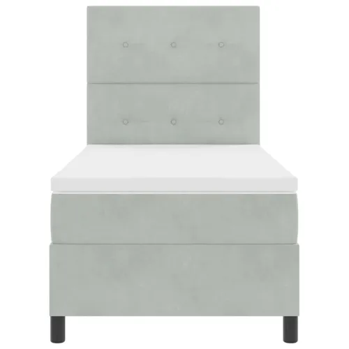 Box spring krevet Svijetlo siva 80 x 200 cm Baršun - Svjetlosiva 80 x 200 cm Prošiveno gumbima Cijena