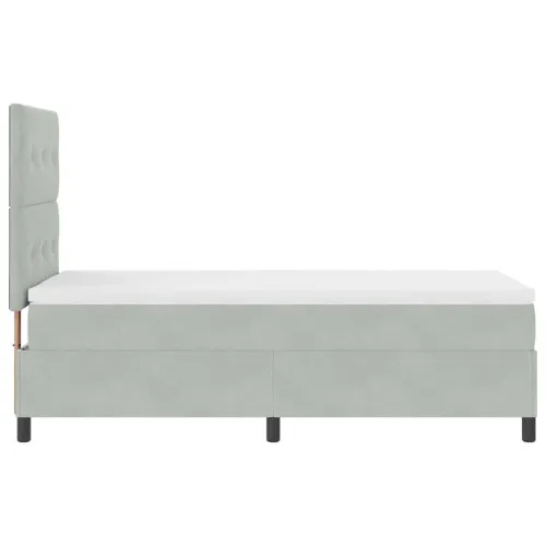 Box spring krevet Svijetlo siva 80 x 200 cm Baršun - Svjetlosiva 80 x 200 cm Prošiveno gumbima Cijena
