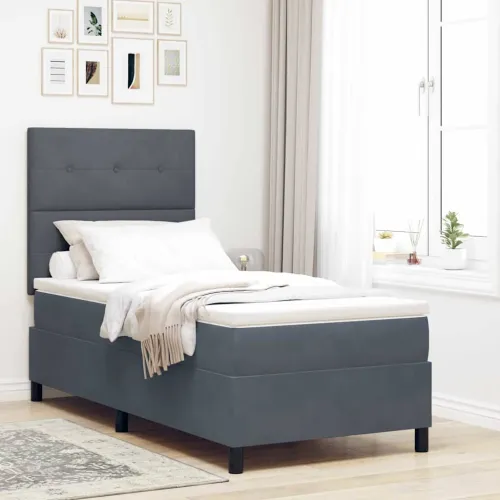 Box spring krevet Tamno siva 80 x 200 cm Baršun - Tamno siva 80 x 200 cm Prošiveno gumbima Cijena