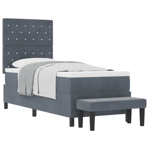 Box spring krevet Tamno siva 200 x 80 cm Baršun - Tamno siva 80 x 200 cm Kristal s dugmadima Cijena