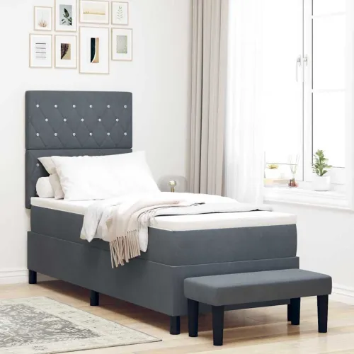 Box spring krevet Tamno siva 200 x 80 cm Baršun - Tamno siva 80 x 200 cm Kristal s dugmadima Cijena