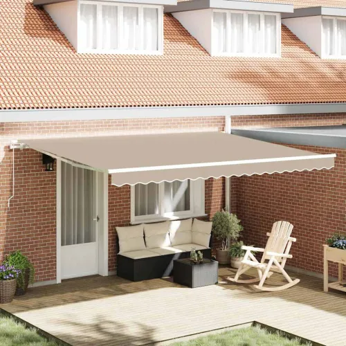 Povlačivi tende Bež 450 x 350 x 165 cm Poliester i aluminij - Bež 450 × 350 cm s bijelim okvirom Cijena