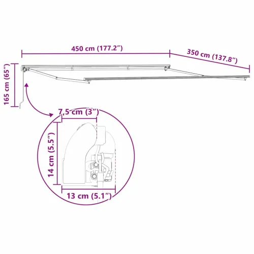 Povlačivi tende Bež 450 x 350 x 165 cm Poliester i aluminij - Bež 450 × 350 cm s bijelim okvirom Cijena