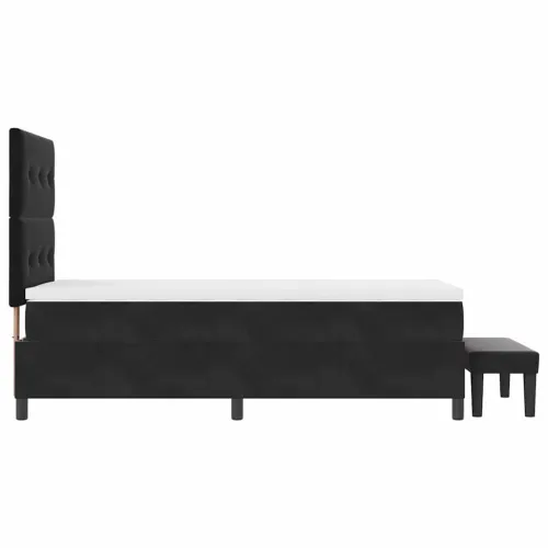 Box spring krevet s uzglavljem Crna 200 x 80 cm Baršun - Crna 80 x 200 cm Prošiveno gumbima Cijena