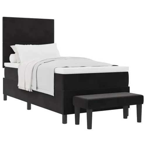 Box spring krevet s uzglavljem Crna 200 x 80 cm Baršun - Crna 80 x 200 cm Prošiveno gumbima Cijena