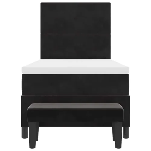 Box spring krevet s uzglavljem Crna 200 x 80 cm Baršun - Crna 80 x 200 cm Prošiveno gumbima Cijena