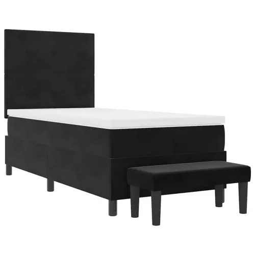 Box spring krevet s uzglavljem Crna 200 x 80 cm Baršun - Crna 80 x 200 cm Prošiveno gumbima Cijena