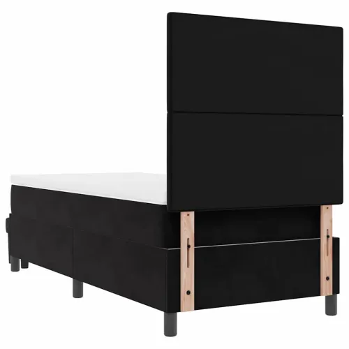 Box spring krevet s uzglavljem Crna 200 x 80 cm Baršun - Crna 80 x 200 cm Prošiveno gumbima Cijena