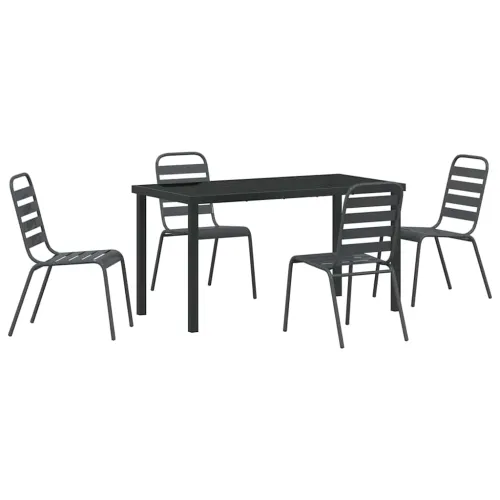 Vrtni set za objed 5 kom. Antracit Čelik s prahom premazan - 4 sjedala 140 cm Cijena