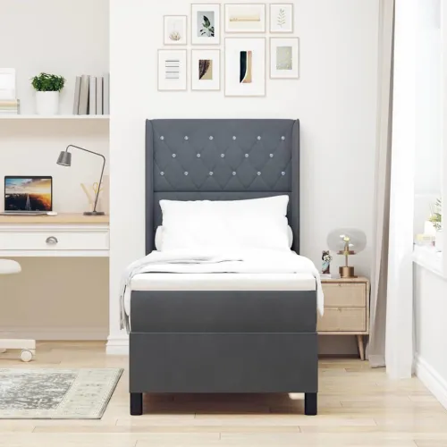 Box spring krevet s madracem Tamno siva 80 x 200 cm Baršun - Tamno siva 80 x 200 cm Kristal s dugmadima Cijena