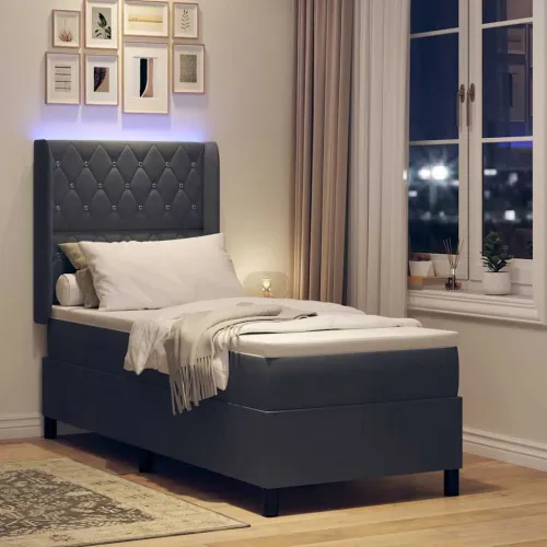 Box spring krevet s madracem Tamno siva 80 x 200 cm Baršun - Tamno siva 80 x 200 cm Kristal s dugmadima Cijena