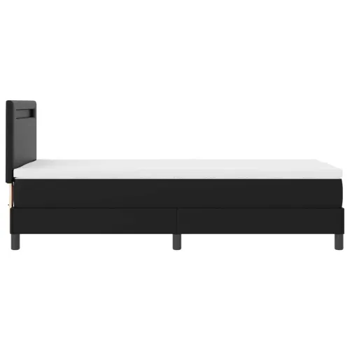 Box spring krevet Crna 90 x 190 cm Umjetna koža - Crna 90 x 190 cm Jednostavan dizajn s LED Cijena