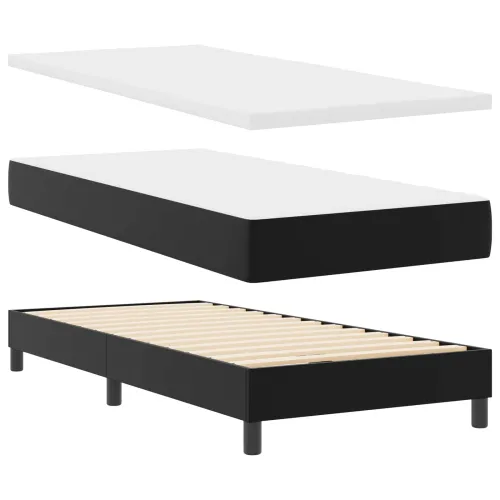 Box spring krevet Crna 90 x 190 cm Umjetna koža - Crna 90 x 190 cm Jednostavan dizajn s LED Cijena