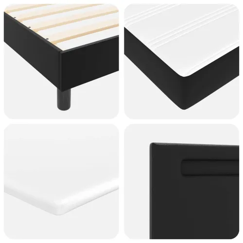 Box spring krevet Crna 90 x 190 cm Umjetna koža - Crna 90 x 190 cm Jednostavan dizajn s LED Cijena