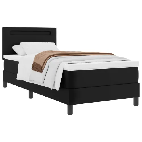 Box spring krevet Crna 90 x 190 cm Umjetna koža - Crna 90 x 190 cm Jednostavan dizajn s LED Cijena