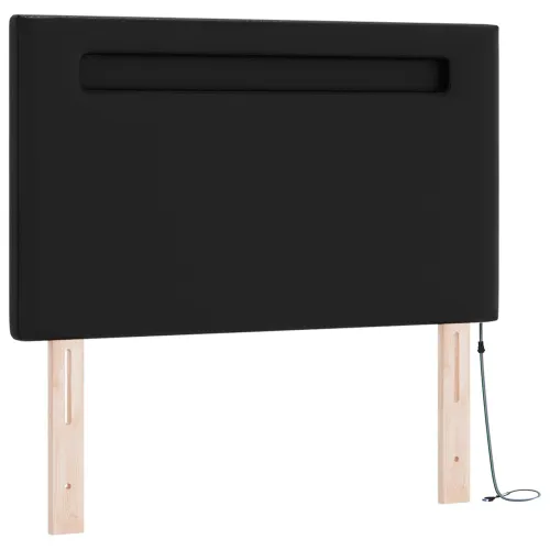 Box spring krevet Crna 90 x 190 cm Umjetna koža - Crna 90 x 190 cm Jednostavan dizajn s LED Cijena