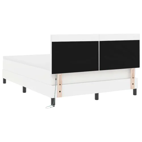 Box spring krevet Bijelo 160 x 200 cm Umjetna koža - Bijelo 160 x 200 cm Jednostavan dizajn s LED Cijena