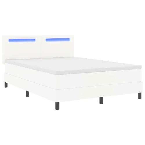 Box spring krevet Bijelo 160 x 200 cm Umjetna koža - Bijelo 160 x 200 cm Jednostavan dizajn s LED Cijena