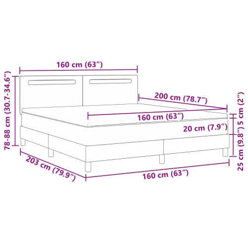 Box spring krevet Bijelo 160 x 200 cm Umjetna koža - Bijelo 160 x 200 cm Jednostavan dizajn s LED Cijena