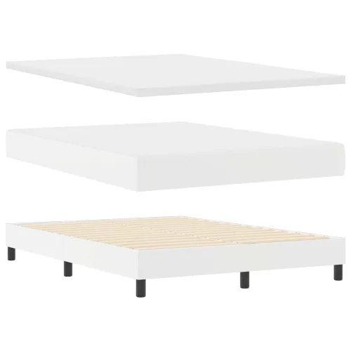 Box spring krevet Bijelo 160 x 200 cm Umjetna koža - Bijelo 160 x 200 cm Jednostavan dizajn s LED Cijena