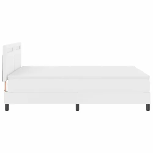 Box spring krevet Bijelo 160 x 200 cm Umjetna koža - Bijelo 160 x 200 cm Jednostavan dizajn s LED Cijena
