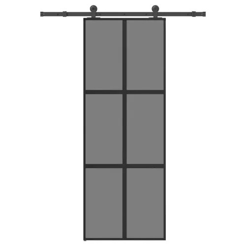 Klizna vrata s priborom 76 x 205 cm kaljeno staklo i aluminij - 76 x 205 cm (152.5 cm) Tamna prozirna Tamna prozirna Cijena