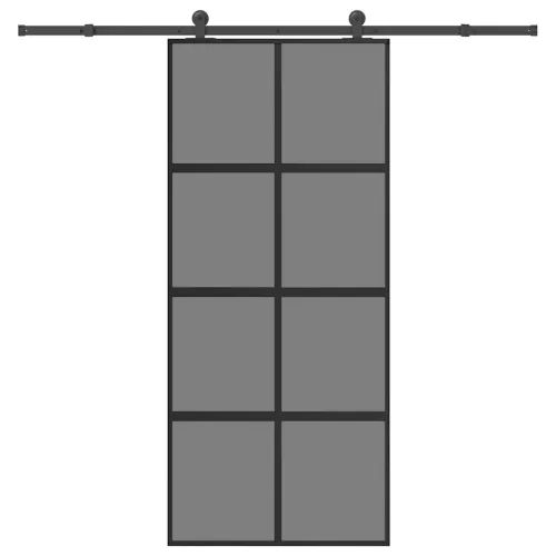 Klizna vrata s priborom 90 x 205 cm kaljeno staklo i aluminij - 90 x 205 cm (213.5 cm) Tamna prozirna Cijena