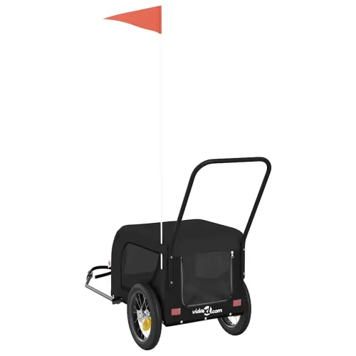 Prikolica za bicikl za ljubimce crna od tkanine i željeza - Crna 124 x 53 x 53 cm Cijena