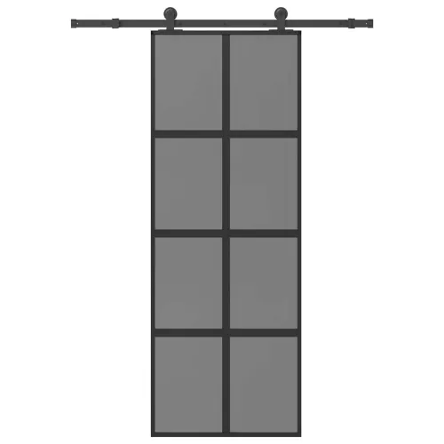 Klizna vrata s priborom 76 x 205 cm kaljeno staklo i aluminij - 76 x 205 cm (152.5 cm) Tamna prozirna Cijena