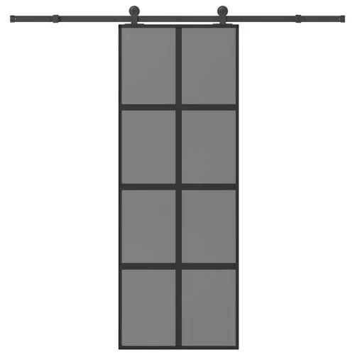 Klizna vrata s priborom 76 x 205 cm kaljeno staklo i aluminij - 76 x 205 cm (213.5 cm) Tamna prozirna Cijena