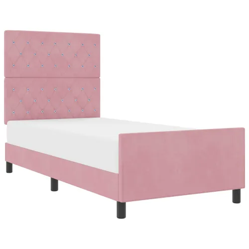 Box spring krevet Ružičasta 90 x 200 cm Baršun - Ružičasta 90 x 200 cm Kristal s dugmadima Cijena