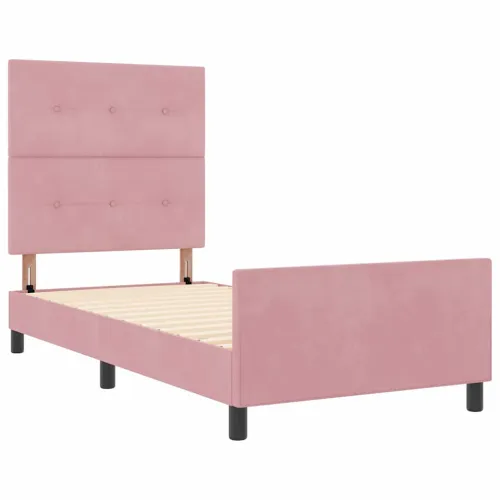 Box spring krevet Ružičasta 90 x 200 cm Baršun - Ružičasta 90 x 200 cm Prošiveno gumbima Cijena