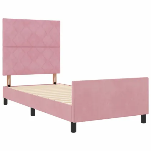 Box spring krevet Ružičasta 90 x 200 cm Baršun - Ružičasta 90 x 200 cm Dizajn s rombovima Cijena