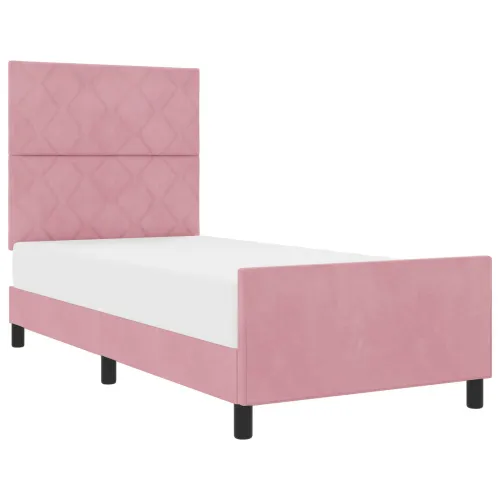 Box spring krevet Ružičasta 90 x 200 cm Baršun - Ružičasta 90 x 200 cm Dizajn s rombovima Cijena