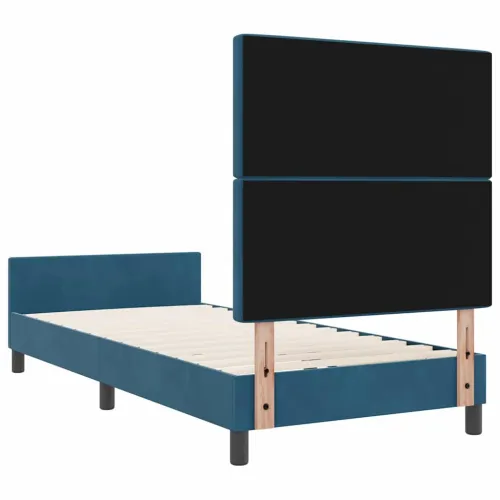 Box spring krevet Tamno plava 90 x 190 cm Baršun - Tamno plava 90 x 190 cm Kristal s dugmadima Cijena