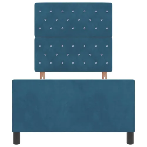 Box spring krevet Tamno plava 90 x 190 cm Baršun - Tamno plava 90 x 190 cm Kristal s dugmadima Cijena