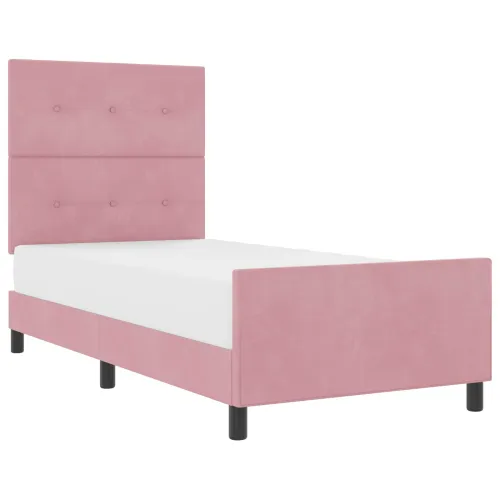 Box spring krevet Ružičasta 90 x 190 cm Baršun - Ružičasta 90 x 190 cm Prošiveno gumbima Cijena