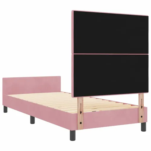 Box spring krevet Ružičasta 90 x 190 cm Baršun - Ružičasta 90 x 190 cm Prošiveno gumbima Cijena