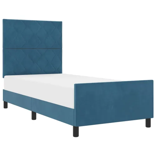 Box spring krevet Tamno plava 90 x 190 cm Baršun - Tamno plava 90 x 190 cm Dizajn s rombovima Cijena