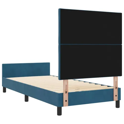Box spring krevet Tamno plava 90 x 190 cm Baršun - Tamno plava 90 x 190 cm Dizajn s rombovima Cijena