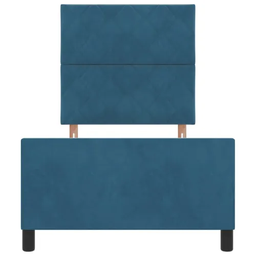 Box spring krevet Tamno plava 90 x 190 cm Baršun - Tamno plava 90 x 190 cm Dizajn s rombovima Cijena
