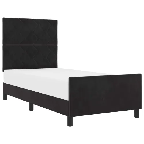 Box spring krevet s uzglavljem Crna 90 x 200 cm Baršun - Crna 90 x 200 cm Dizajn s rombovima Cijena