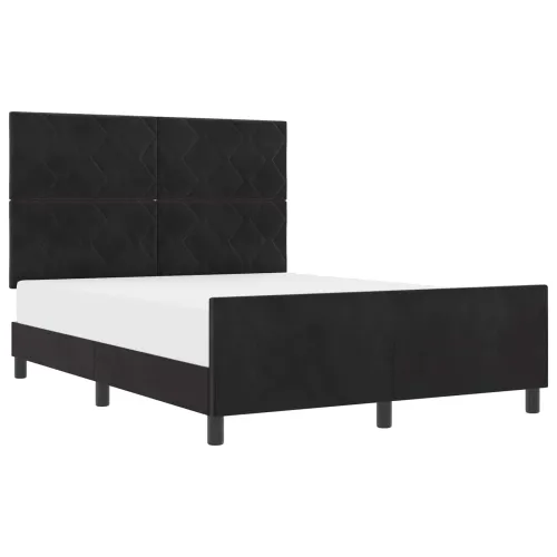 Box spring krevet s uzglavljem Crna 140 x 190 cm Baršun - Crna 140 x 190 cm Dizajn s rombovima Cijena