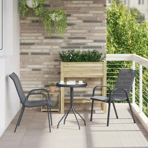 Bistro set za vrt 3 kom. Siva Čelik - Siva Cijena