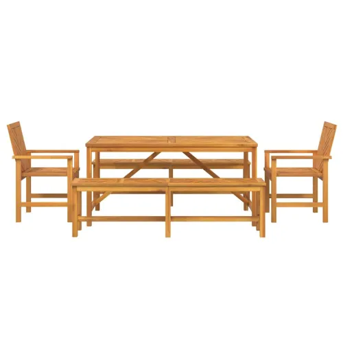 Vrtni set za objed 5 kom. Smeđa Čvrsto drvo akacije - 150 cm 2x klupa (180 cm) + 2x stolica + stol Cijena