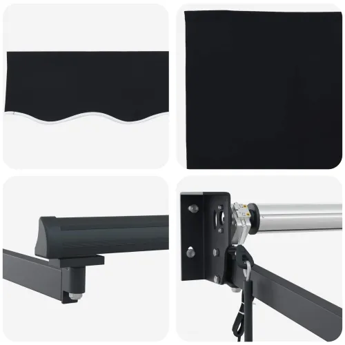 Povlačiva tenda Crna 300 x 250 x 165 cm Poliester i metal - Crna 3 x 2,5 m s antracitnim okvirom Cijena