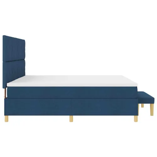Box spring krevet s uzglavljem Plava 200 x 200 cm tkanina - Plava 200 x 200 cm Dizajn s rombovima Cijena