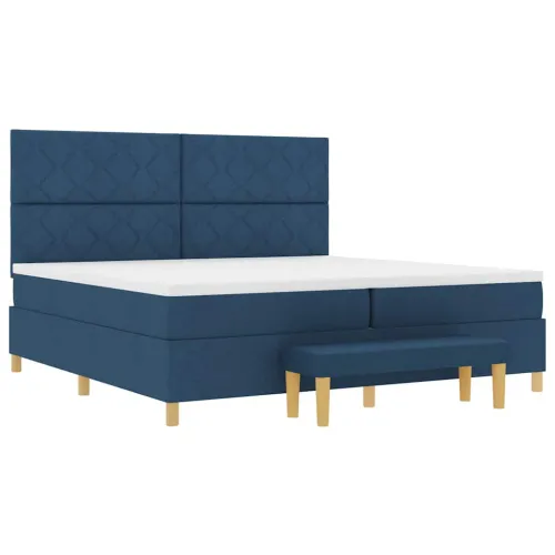 Box spring krevet s uzglavljem Plava 200 x 200 cm tkanina - Plava 200 x 200 cm Dizajn s rombovima Cijena